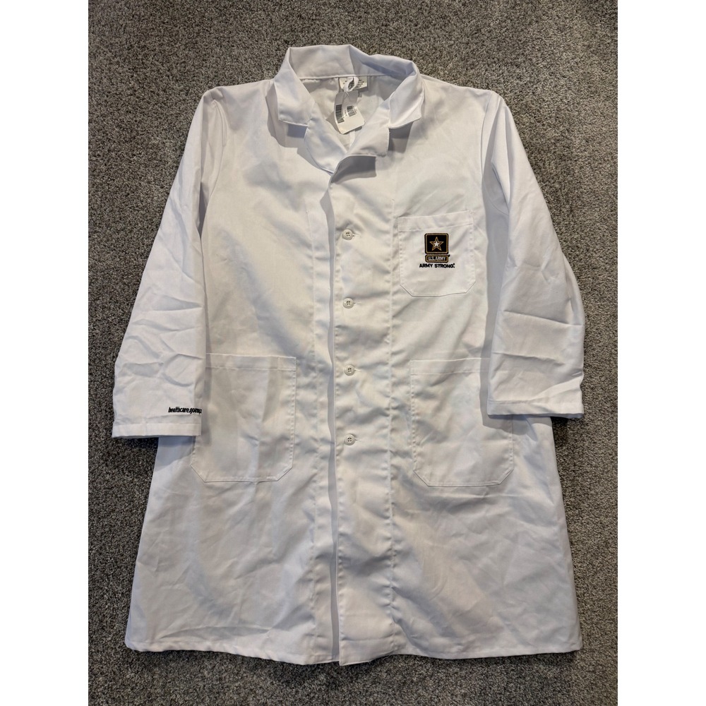 US Army Strong White Lab Coat Smock Small General Purpose Polyester Cotton *